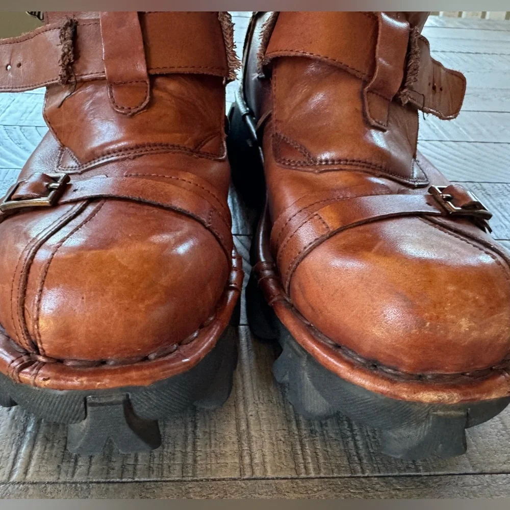 BOSETON Leather Skull & Bones Motorcycle Streampunk Boots Men’s Size 11.5